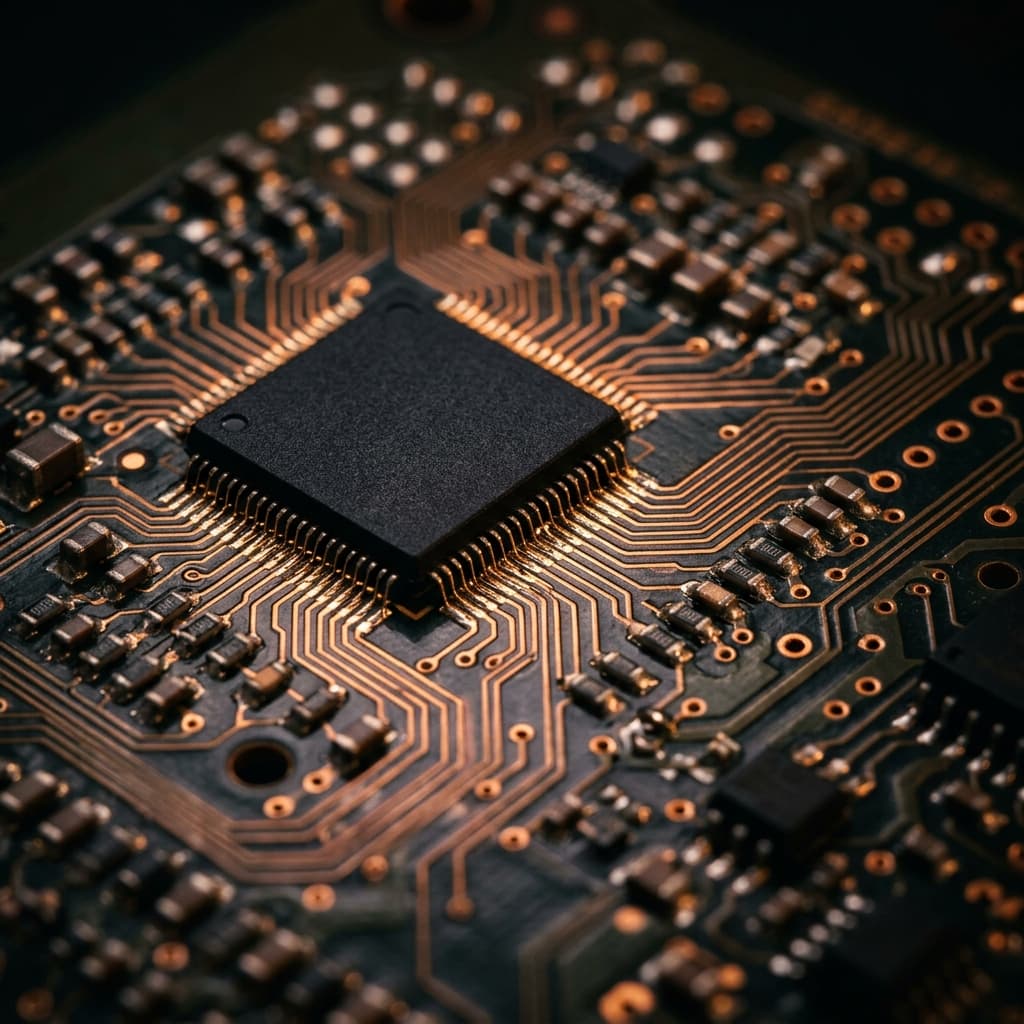 Nahaufnahme einer Leiterplatte als Symbolbild für Datenplattform und Integration